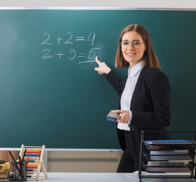 Öğretmen ve öğrenciler temalı illüstrasyon